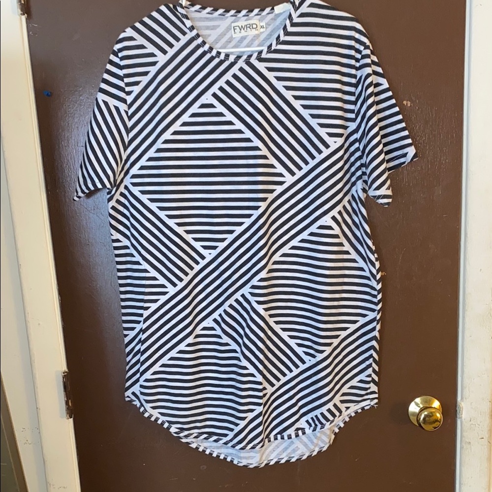 💋 Women’s black & white stripped FWRD Denim shirt